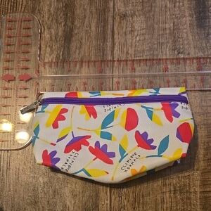Clinique Multicolor Floral Pouch with Purple Zipper